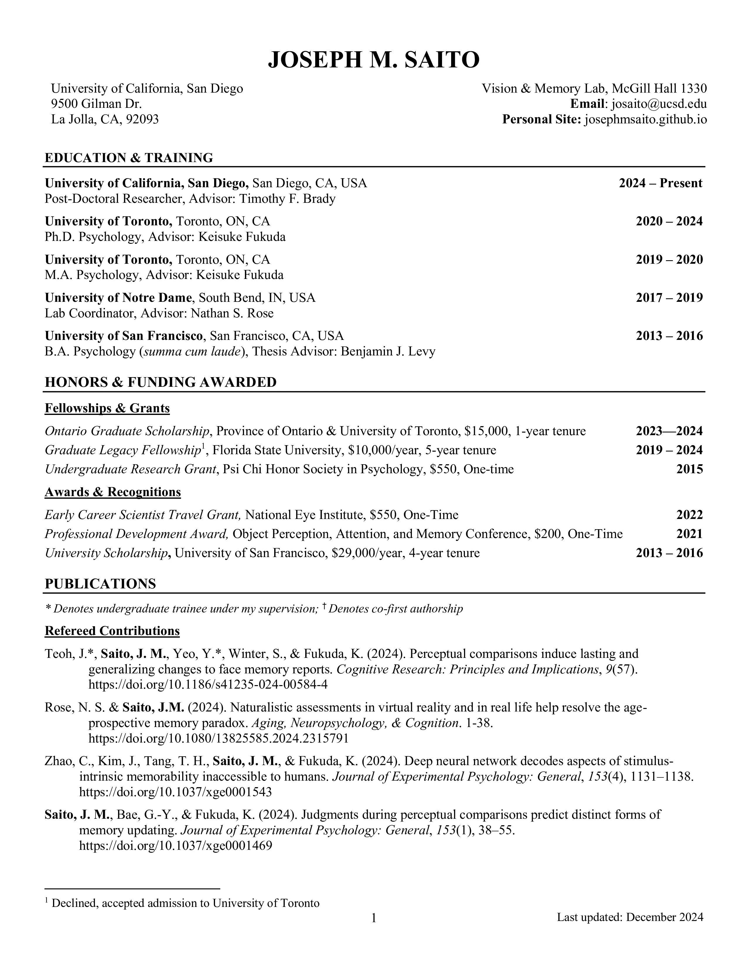 Curriculum Vitae page 1